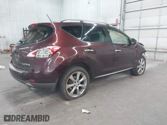 2014 Nissan Murano SV with VIN JN8AZ1MU3EW400818, listed as a IAAI auction lot 40806139 with 135,024 mi miles and . Bid and sale history available at carsss.com. Image 4.