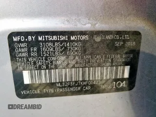 2019 Mitsubishi Mirage ES with VIN ML32F3FJ7KHF01423, listed as a Copart auction lot 61208045 with 120,893 mi miles and Salvage title. Bid and sale history available at DreamBid. Image 12.