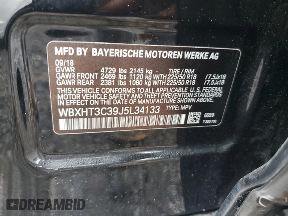 2018 BMW X1 xDrive28i z VIN WBXHT3C39J5L34133, wystawiony jako Copart lot #60195805 z przebiegiem 49 551 mil mil oraz Szkoda całkowita • Salvage title. Historia ofert i sprzedaży dostępna na DreamBid. Obrazek 13.