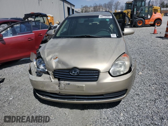 2007 Hyundai Accent GLS with VIN KMHCN46C17U095206, listed as a Copart auction lot 49772455 with 143,336 mi miles and Salvage Title. Bid and sale history available at carsss.com. Image 5.
