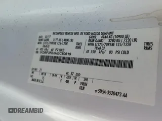 2017 Ford F-350 с VIN 1FDRF3F6XHEC80619, выставлен на аукционе Copart как лот 50326195 с пробегом 174 479 миль миль и Чистый • Clean title. История ставок и продаж доступна на DreamBid. Изображение 12.