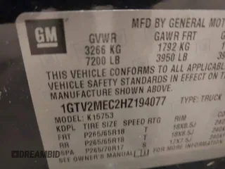 2017 GMC Sierra 1500 SLE z VIN 1GTV2MEC2HZ194077, wystawiony jako IAAI lot #41509400 z przebiegiem Nie podano mil oraz . Historia ofert i sprzedaży dostępna na DreamBid. Obrazek 9.