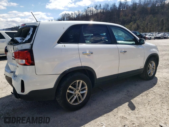 2014 Kia Sorento LX with VIN 5XYKTCA63EG481383, listed as a Copart auction lot 48865185 with 105,118 mi miles and Salvage Title. Bid and sale history available at carsss.com. Image 3.