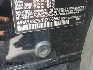 2013 BMW 7 Series 750i with VIN WBAYA8C57DC996582, listed as a Copart auction lot 79250334 with 82,336 mi miles and Clean Title. Bid and sale history available at DreamBid. Image 12.
