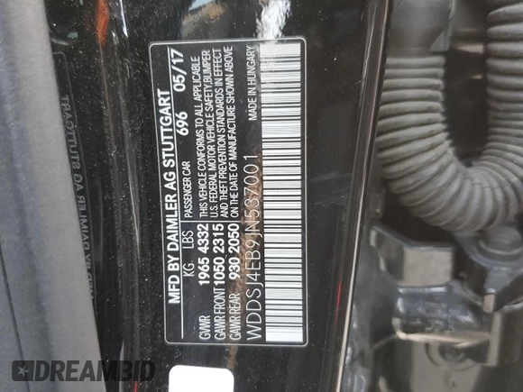 2018 Mercedes-Benz CLA 250 with VIN WDDSJ4EB9JN537001, listed as a Copart auction lot 56726373 with 75,350 mi miles and . Bid and sale history available at DreamBid. Image 12.