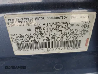2001 Toyota Highlander z VIN JTEGF21A510010990, wystawiony jako IAAI lot #42329875 z przebiegiem 242 301 mil mil oraz . Historia ofert i sprzedaży dostępna na DreamBid. Obrazek 9.