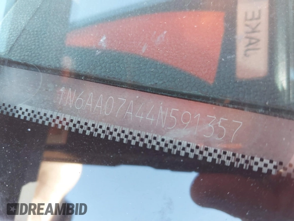 2004 Nissan Titan LE with VIN 1N6AA07A44N591357, listed as a IAAI auction lot 41464024 with 296,954 mi miles and . Bid and sale history available at DreamBid. Image 9.