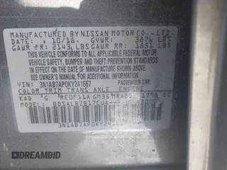 2019 Nissan Sentra SV with VIN 3N1AB7AP0KY241667, listed as a IAAI auction lot 41492313 with 59,495 mi miles and . Bid and sale history available at DreamBid. Image 9.