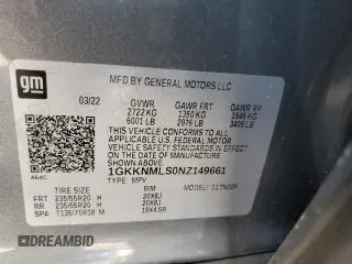 2022 GMC Acadia SLT with VIN 1GKKNMLS0NZ149661, listed as a Copart auction lot 45462195 with 40,701 mi miles and Salvage Title. Bid and sale history available at carsss.com. Image 13.