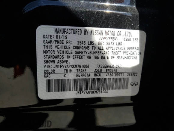 2019 Infiniti Q50 RED SPORT 400 with VIN JN1FV7APXKM761004, listed as a Copart auction lot 80199764 with 88,593 mi miles and Salvage Title. Bid and sale history available at carsss.com. Image 14.