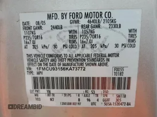 2006 Ford Escape XLT with VIN 1FMCU93156KA73772, listed as a Copart auction lot 55658445 with 217,335 mi miles and Salvage title. Bid and sale history available at DreamBid. Image 13.
