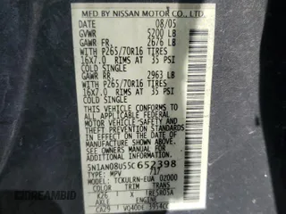 2005 Nissan Xterra SE с VIN 5N1AN08U55C652398, выставлен на аукционе Copart как лот 60207505 с пробегом 221 829 миль миль и Чистый • Clean title. История ставок и продаж доступна на DreamBid. Изображение 13.