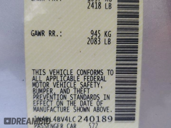 2020 Nissan Altima S with VIN 1N4BL4BV4LC240189, listed as a Copart auction lot 45638985 with 97,799 mi miles and Salvage Title. Bid and sale history available at carsss.com. Image 15.
