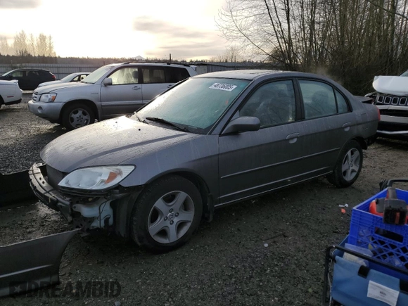 2004 Honda Civic EX with VIN 2HGES26844H564522, listed as a Copart auction lot 48736005 with 179,705 mi miles and Salvage title. Bid and sale history available at DreamBid. Image 1.