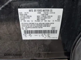 2019 Ford Edge SEL z VIN 2FMPK4J96KBC18745, wystawiony jako IAAI lot #42488750 z przebiegiem 63 473 mil mil oraz . Historia ofert i sprzedaży dostępna na DreamBid. Obrazek 9.