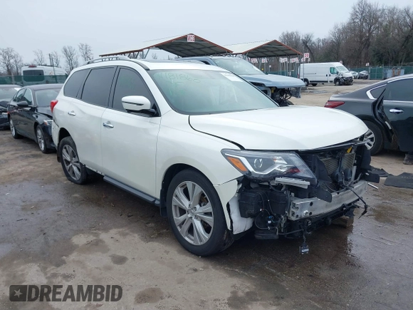 2018 Nissan Pathfinder SL with VIN 5N1DR2MM1JC666604, listed as a IAAI auction lot 41181860 with 57,586 mi miles. Bid and sale history available at carsss.com. Image 1.