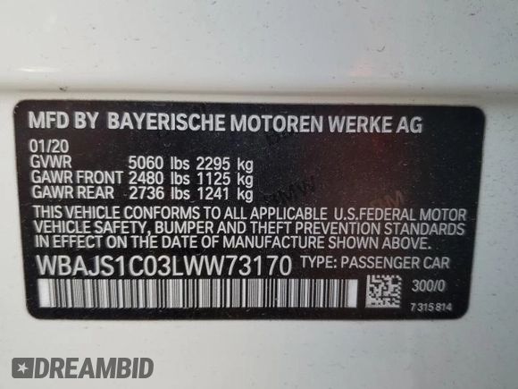 2020 BMW 5 Series 540i с VIN WBAJS1C03LWW73170, выставлен на аукционе Copart как лот 86698914 с пробегом 120 807 миль миль и На запчасти • Non repairable. История ставок и продаж доступна на DreamBid. Изображение 12.