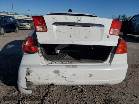 2002 Honda Civic LX with VIN 2HGES15572H586397, listed as a Copart auction lot 87985645 with 237,916 mi miles and Salvage Title. Bid and sale history available at DreamBid. Image 6.
