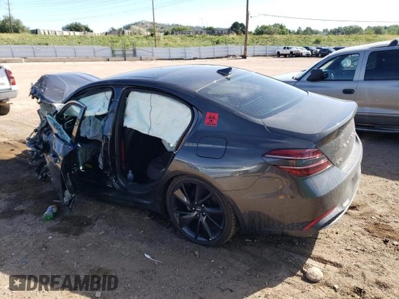 2023 Genesis G70 2.0T with VIN KMTG34TA3PU112975, listed as a Copart auction lot 69425084 with 0 mi miles and Salvage Title. Bid and sale history available at carsss.com. Image 2.