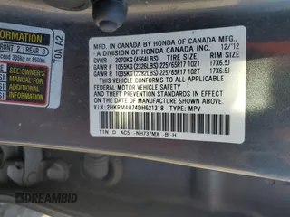 2013 Honda CR-V EX-L with VIN 2HKRM4H74DH621318, listed as a Copart auction lot 49602965 with 213,407 mi miles and Salvage Title. Bid and sale history available at carsss.com. Image 13.