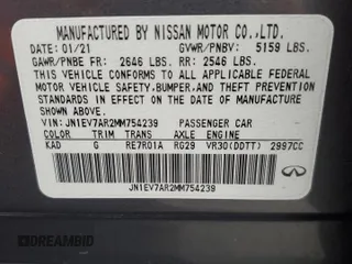 2021 Infiniti Q50 Pure z VIN JN1EV7AR2MM754239, wystawiony jako Copart lot #84278044 z przebiegiem 72 490 mil mil oraz Szkoda całkowita • Salvage title. Historia ofert i sprzedaży dostępna na DreamBid. Obrazek 13.
