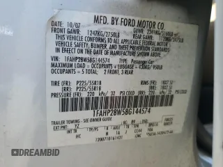 2008 Ford Taurus Limited with VIN 1FAHP28W58G144574, listed as a Copart auction lot 74658954 with 179,824 mi miles and Salvage Title. Bid and sale history available at carsss.com. Image 14.