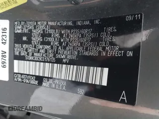 2012 Toyota Sienna LE AAS with VIN 5TDKK3DC9CS176135, listed as a IAAI auction lot 42518638 with 171,716 mi miles and . Bid and sale history available at DreamBid. Image 9.