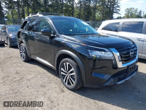 2023 Nissan Pathfinder Platinum with VIN 5N1DR3DK8PC227655, listed as a IAAI auction lot 42157443 with 37,784 mi miles and . Bid and sale history available at DreamBid. Image 1.
