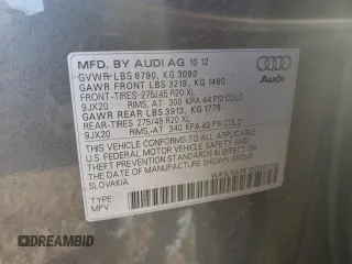 2013 Audi Q7 3.0T Premium Plus with VIN WA1LGAFE1DD007730, listed as a Copart auction lot 83432504 with 127,478 mi miles and Salvage Title. Bid and sale history available at carsss.com. Image 14.
