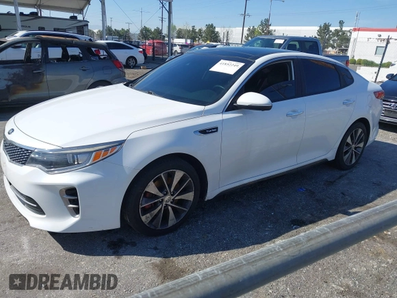 2016 Kia Optima SX Turbo with VIN 5XXGW4L26GG021378, listed as a IAAI auction lot 41852249 with 98,239 mi miles and . Bid and sale history available at carsss.com. Image 2.