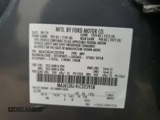 2020 Ford EcoSport SE with VIN MAJ6S3GL4LC325958, listed as a Copart auction lot 60708034 with 37,246 mi miles and Salvage Title. Bid and sale history available at carsss.com. Image 16.