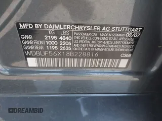 2008 Mercedes-Benz E-Class Luxury 3.5L with VIN WDBUF56X18B228816, listed as a IAAI auction lot 41839315 with 148,521 mi miles. Bid and sale history available at carsss.com. Image 9.