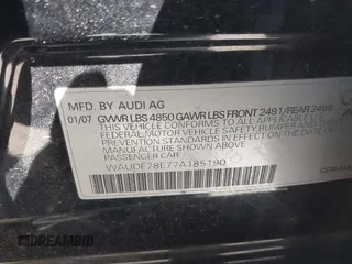 2007 Audi A4 2.0T z VIN WAUDF78E77A185190, wystawiony jako IAAI lot #42282100 z przebiegiem 152 774 mil mil oraz . Historia ofert i sprzedaży dostępna na DreamBid. Obrazek 9.
