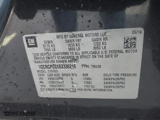 2014 Chevrolet Silverado 1500 Work Truck with VIN 1GCRCPEC6EZ336216, listed as a IAAI auction lot 41728185 with 122,696 mi miles. Bid and sale history available at carsss.com. Image 9.