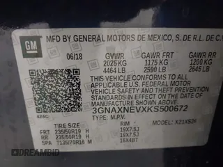 2019 Chevrolet Equinox Premier z VIN 3GNAXNEVXKS500672, wystawiony jako IAAI lot #42042922 z przebiegiem 77 440 mil mil oraz . Historia ofert i sprzedaży dostępna na DreamBid. Obrazek 9.