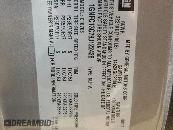 2008 Chevrolet Tahoe LS с VIN 1GNFC13C78J122428, выставлен на аукционе Copart как лот 60544035 с пробегом 253 356 миль миль и Чистый • Clean title. История ставок и продаж доступна на DreamBid. Изображение 12.