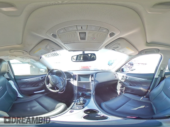 2014 Infiniti Q50 Hybrid Premium with VIN JN1AV7AP1EM692234, listed as a Copart auction lot 48697525 with 104,586 mi miles and Salvage Title. Bid and sale history available at DreamBid. Image 12.