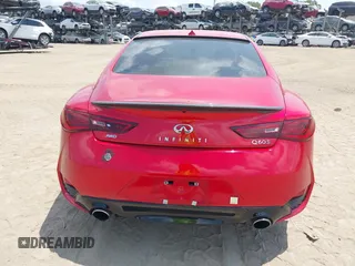 2018 Infiniti Q60 Red Sport 400 with VIN JN1FV7EL9JM630801, listed as a IAAI auction lot 42213699 with 76,759 mi miles and . Bid and sale history available at DreamBid. Image 17.