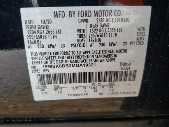 2021 Ford Explorer with VIN 1FMSK8BB2MGA19321, listed as a Copart auction lot 46661495 with 30,861 mi miles and Non Repairable. Bid and sale history available at carsss.com. Image 14.