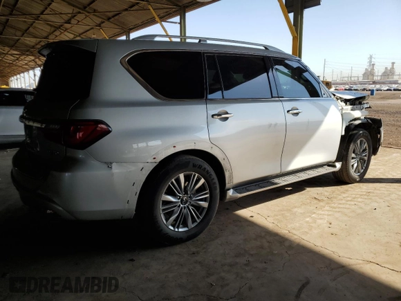 2021 Infiniti QX80 LUXE with VIN JN8AZ2AE0M9269735, listed as a Copart auction lot 75693784 with 0 mi miles and Salvage Title. Bid and sale history available at carsss.com. Image 3.