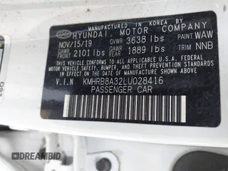 2020 Hyundai Venue SE z VIN KMHRB8A32LU028416, wystawiony jako IAAI lot #42497737 z przebiegiem 56 011 mil mil oraz . Historia ofert i sprzedaży dostępna na DreamBid. Obrazek 9.