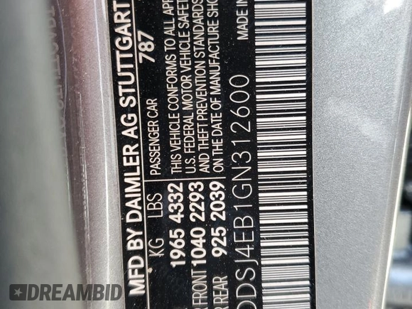 2016 Mercedes-Benz CLA 250 with VIN WDDSJ4EB1GN312600, listed as a Copart auction lot 75303573 with 60,376 mi miles and . Bid and sale history available at DreamBid. Image 12.