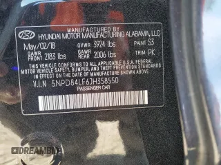 2018 Hyundai Elantra SEL with VIN 5NPD84LF6JH358550, listed as a Copart auction lot 82788224 with 122,070 mi miles and Salvage Title. Bid and sale history available at carsss.com. Image 13.
