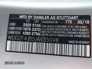 2018 Mercedes-Benz E-Class E 300 with VIN WDDZF4JB5JA455098, listed as a IAAI auction lot 41860177 with 84,612 mi miles. Bid and sale history available at carsss.com. Image 9.