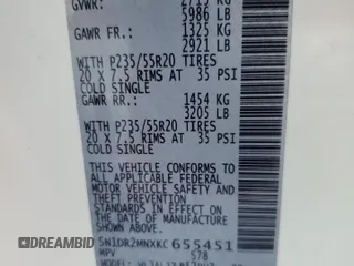 2019 Nissan Pathfinder SV with VIN 5N1DR2MNXKC655451, listed as a Copart auction lot 64904725 with 94,107 mi miles and Clean title. Bid and sale history available at DreamBid. Image 13.