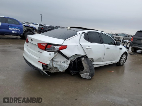 2015 Kia Optima EX with VIN 5XXGN4A7XFG432508, listed as a Copart auction lot 45764675 with Not Provided miles and Salvage Title. Bid and sale history available at DreamBid. Image 3.