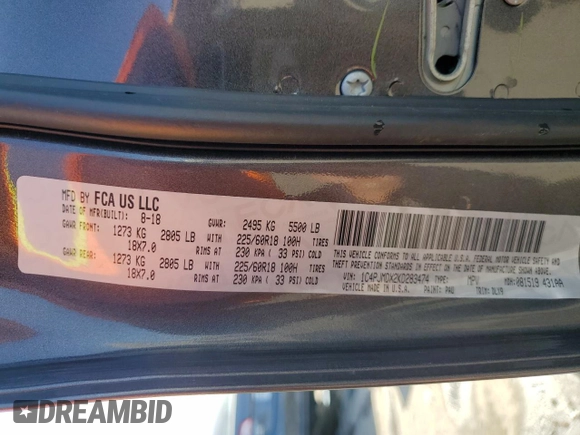 2019 Jeep Cherokee Limited with VIN 1C4PJMDX2KD283474, listed as a Copart auction lot 52799845 with 38,499 mi miles and Salvage Title. Bid and sale history available at carsss.com. Image 13.