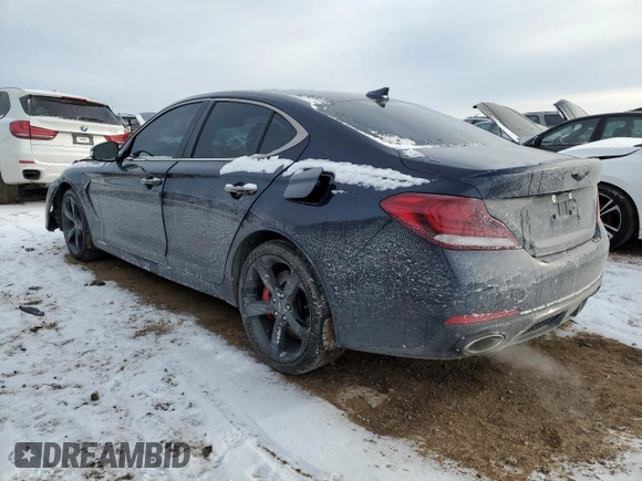 2021 Genesis G70 3.3T with VIN KMTG34LE3MU074503, listed as a Copart auction lot 41836875 with 40,556 mi miles and Salvage title. Bid and sale history available at DreamBid. Image 2.