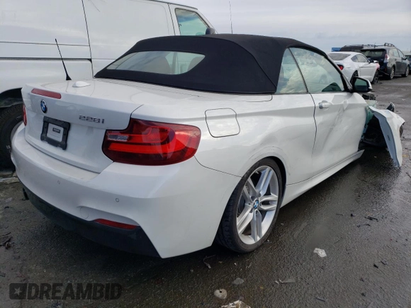 2015 BMW 2 Series 228i with VIN WBA1K5C59FV242748, listed as a Copart auction lot 36973793 with 50,602 mi miles and . Bid and sale history available at carsss.com. Image 3.