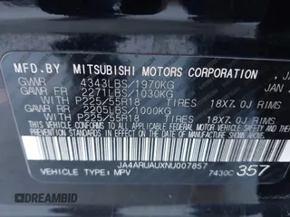 2022 Mitsubishi Outlander Sport ES with VIN JA4ARUAUXNU007857, listed as a IAAI auction lot 41377573 with 42,171 mi miles. Bid and sale history available at carsss.com. Image 9.